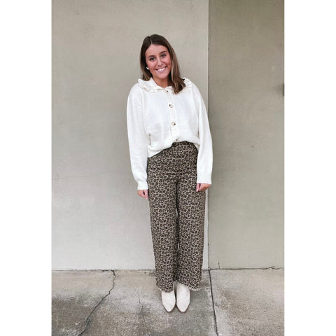 Leopard Printed Marine Straight Pants