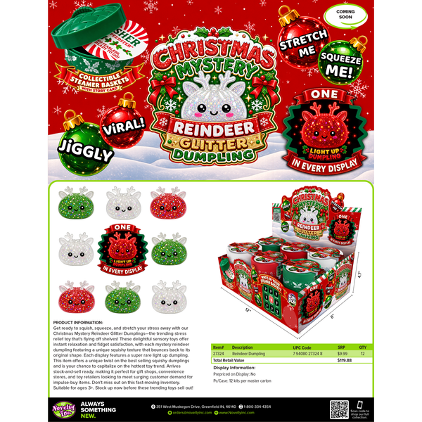 Novelty Brands - Fun Doh Christmas Mystery Reindeer Dumpling Squishy Toy