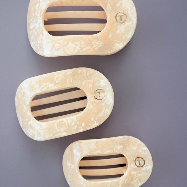TELETIES - Flat Round Hair Clip | Large | Soft Surf