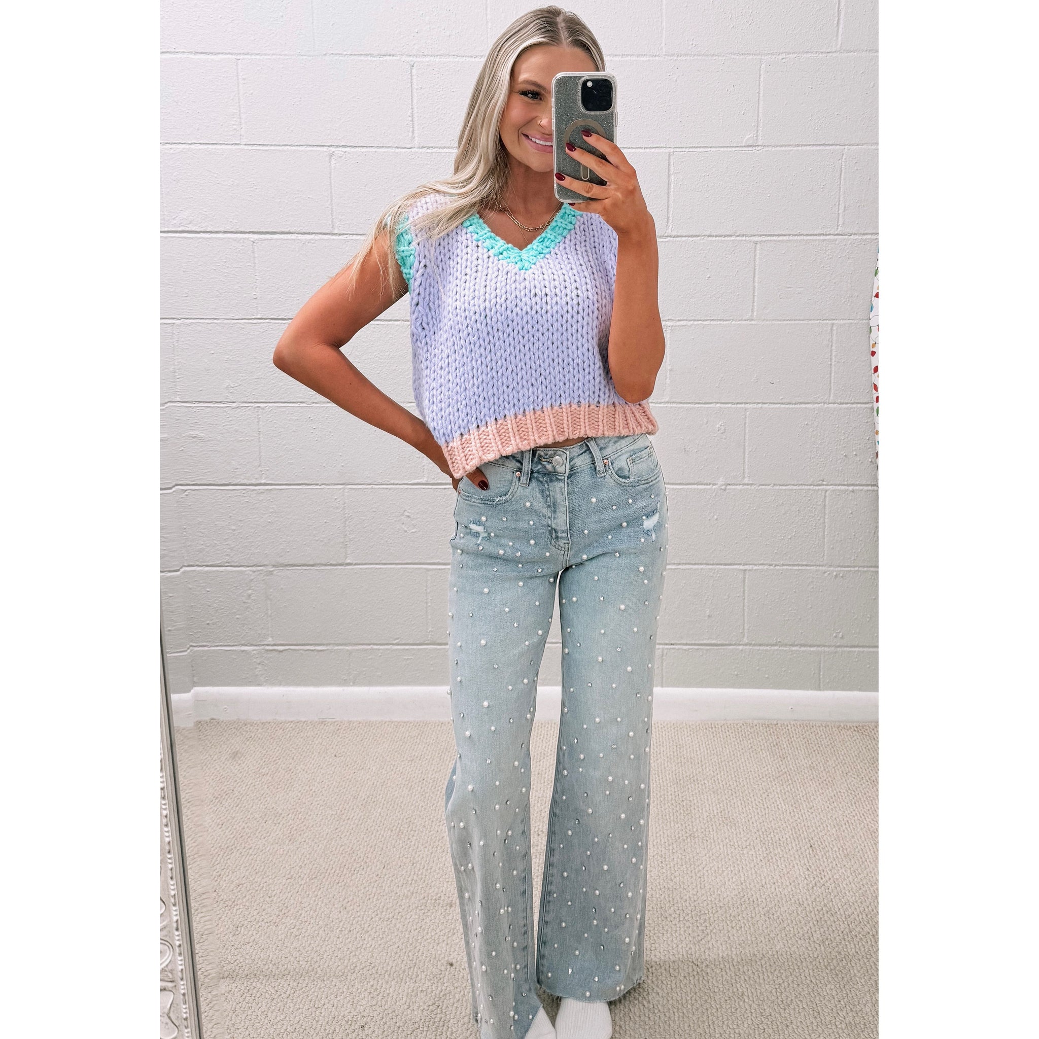 High Rise Jeans With Embellishments