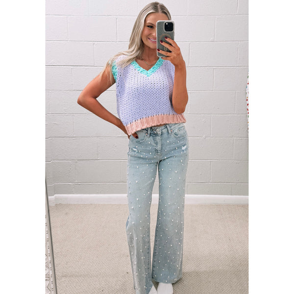 High Rise Jeans With Embellishments