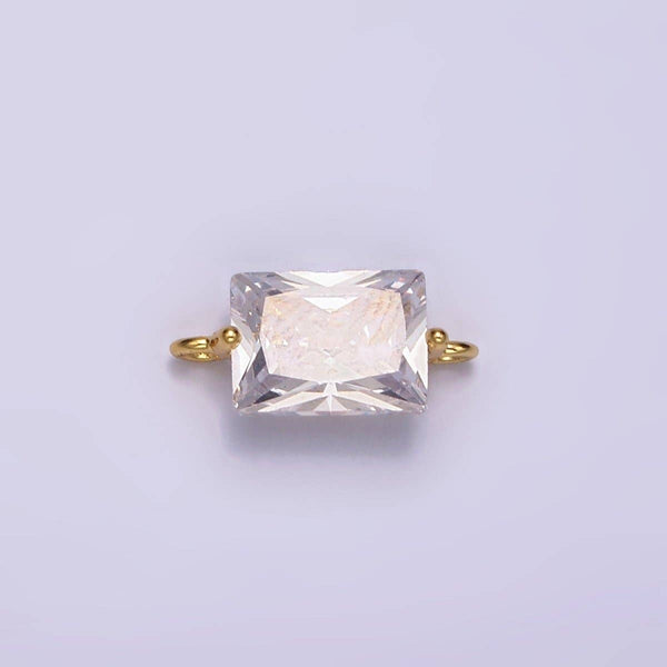 24K Gold Filled 5mm Clear CZ Baguette Connector