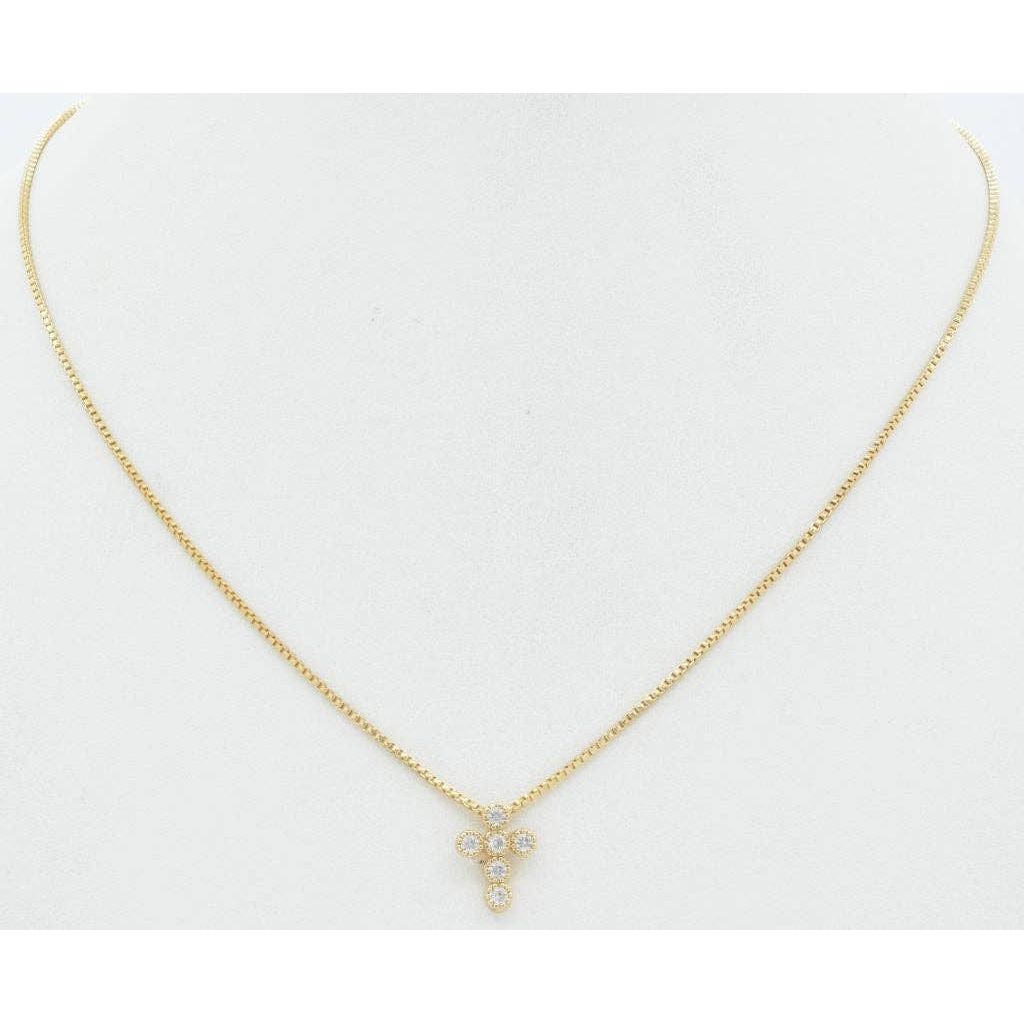 Gold Chain with Rhinestoned Cross Necklace