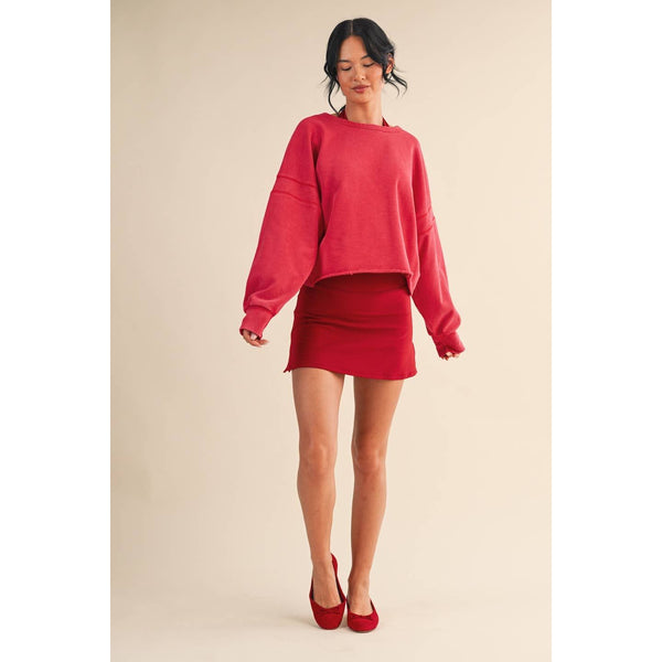 Mineral Wash Cutout Back Layering Sweatshirt