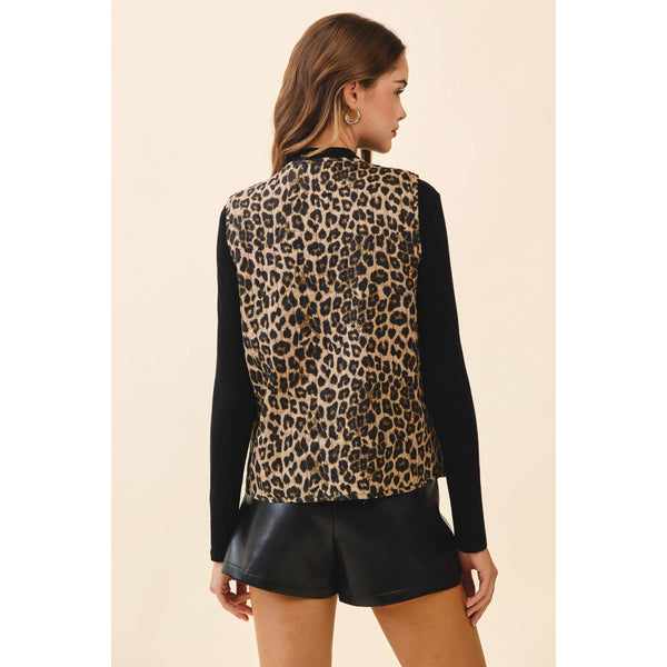 Leopard Print Front Bow Tie Closures Vest