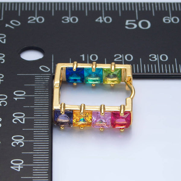 24K Gold Filled Multicolor SquareSquare Huggie Hoops
