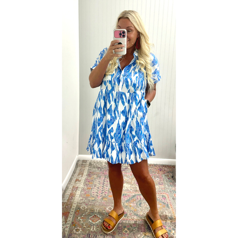 Abstract Blue/White Dress