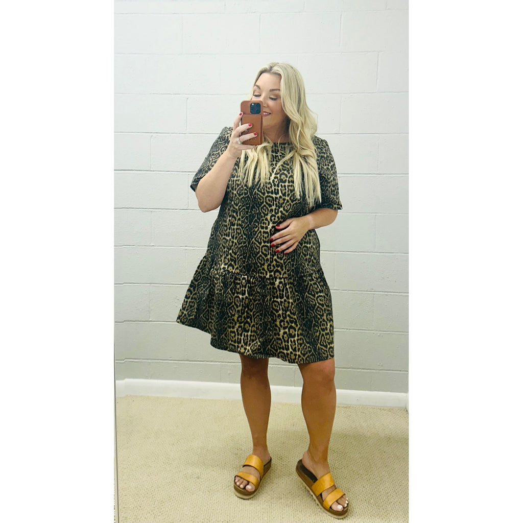 leopard denim dress Blue Denim Leopard Dress Skylar & Company Boutique