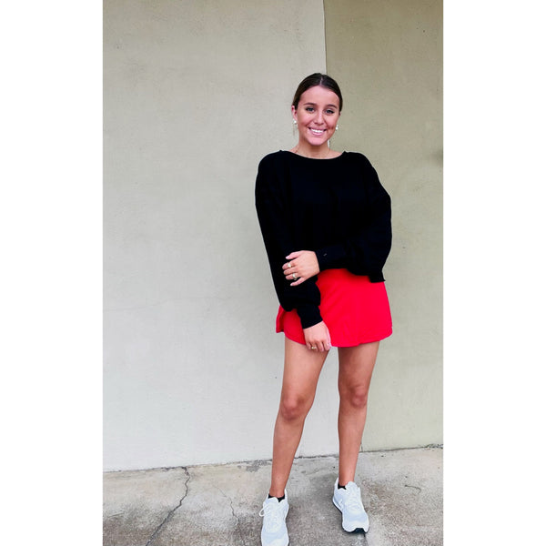 Cotton Open Back Long Sleeve Top