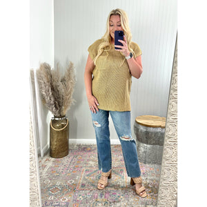 Breeze Dolman Short Sleeve Sweater Knit Top - Taupe