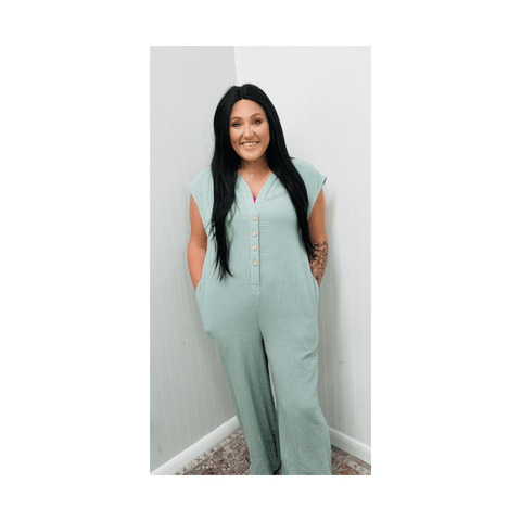 Linen Button Down Jumpsuit