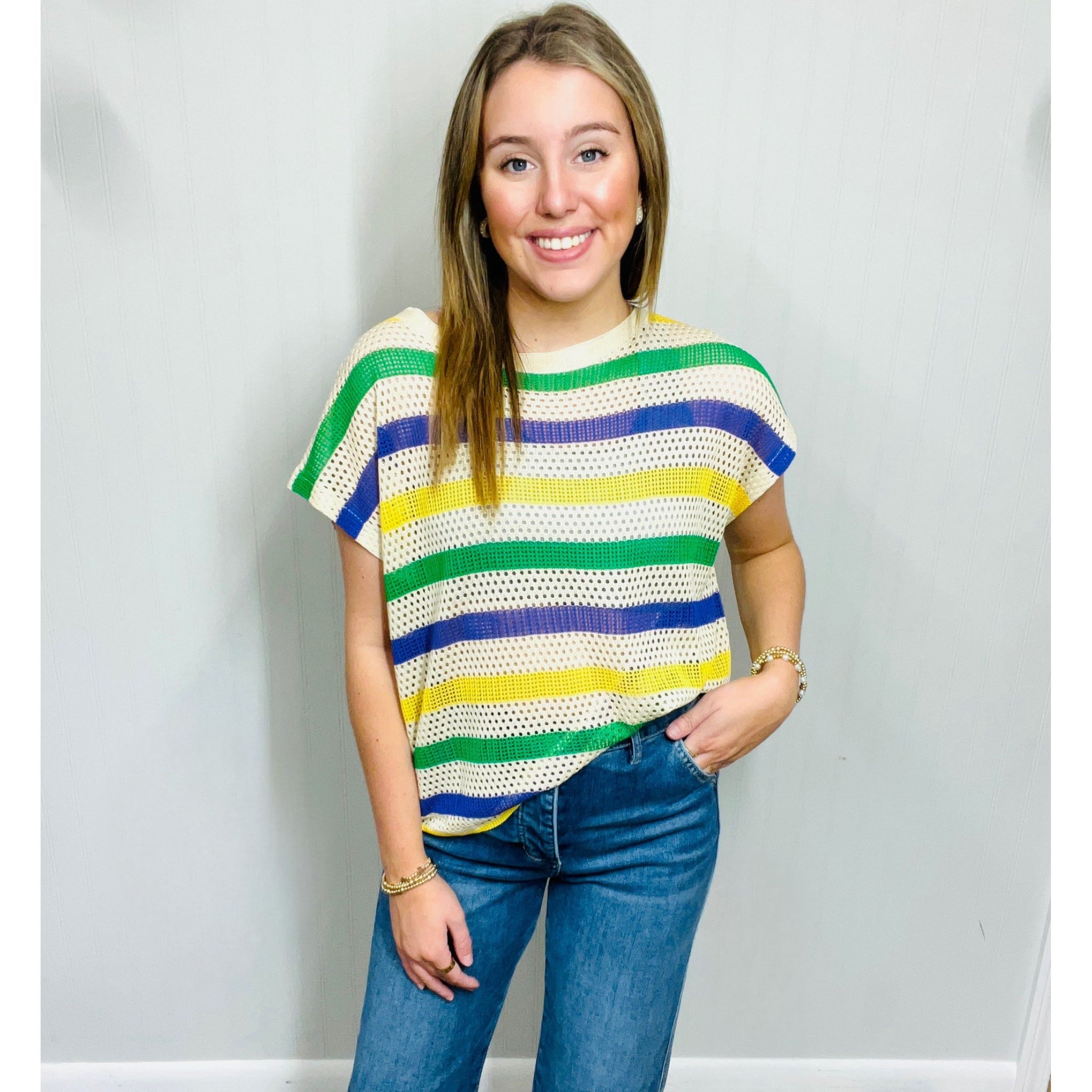 Mardi Gras Knit Sweater Top