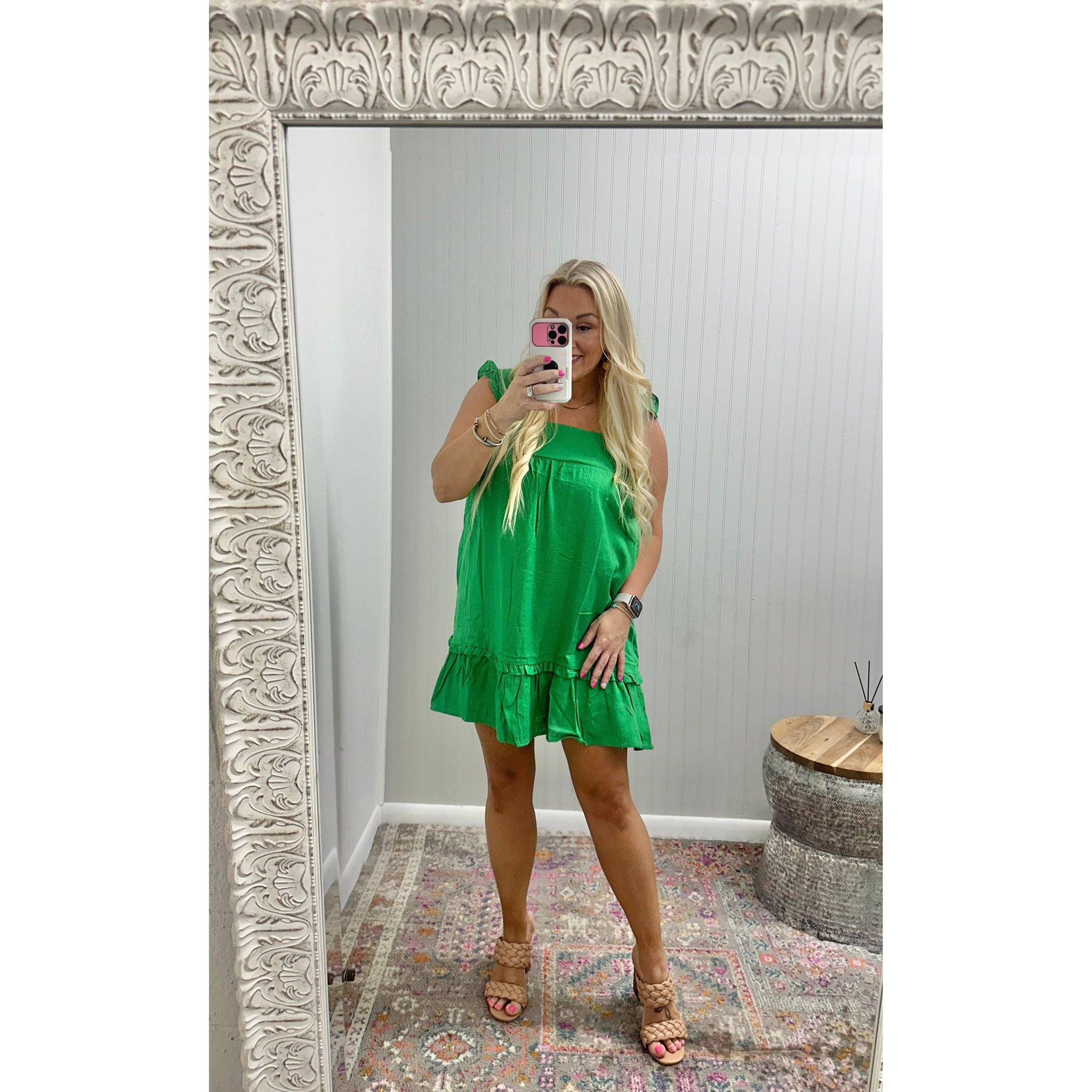 Summer Tie Back Dress w/ Pockets - Kelly Green