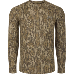 Drake Youth Camo Performance Long Sleeve Crew - Bottomland