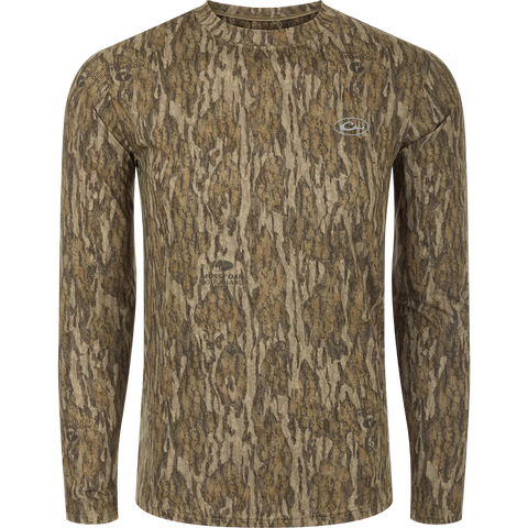 Drake Youth Camo Performance Long Sleeve Crew - Bottomland