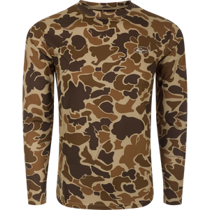 Drake Youth Camo Performance Long Sleeve Crew - Old School