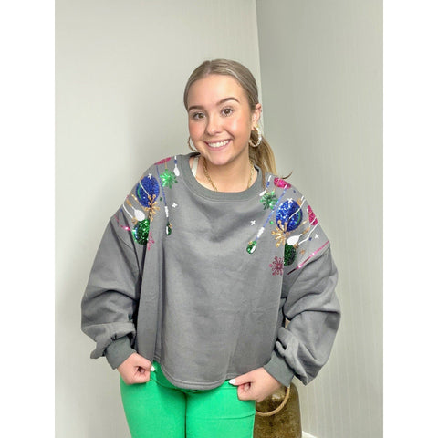 The Cindy-Lou Cropped Sequined Ornament Sweatshirt