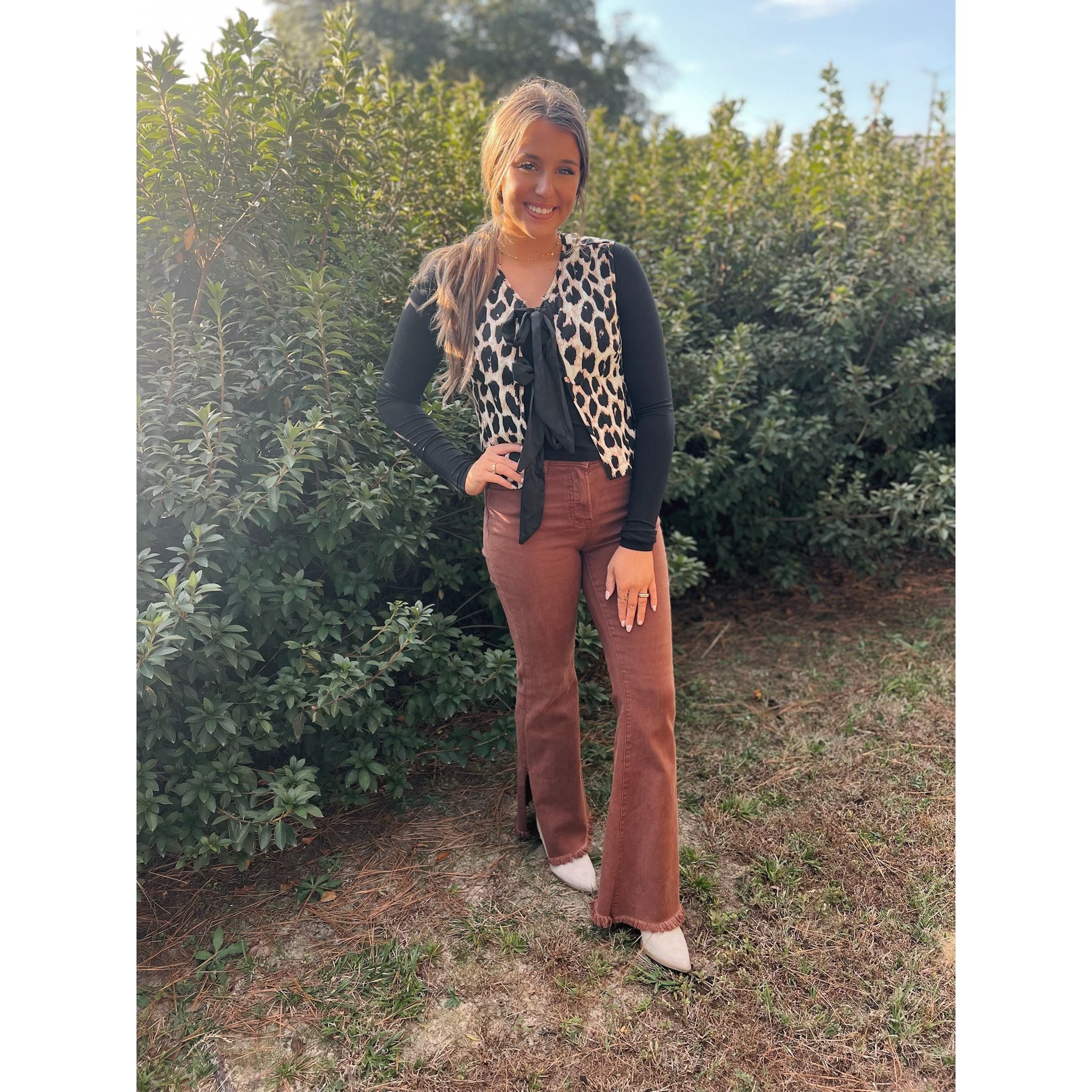 Leopard Vest With Front Ties