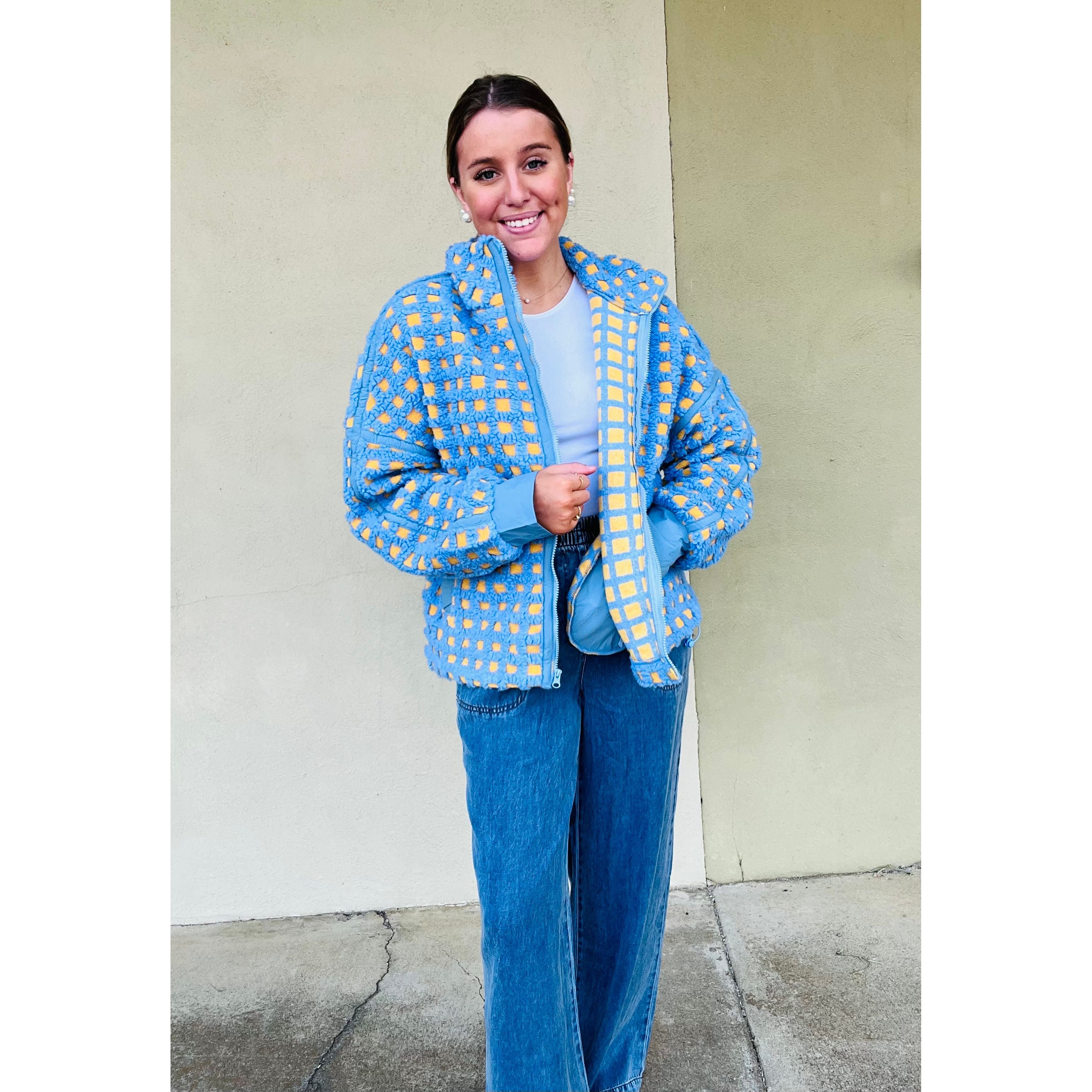 Oversized Checker Fleece Jacket – Southern Roots Clothing Company
