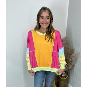 Vintage Washed Pullover - Banana/Fuchsia/Lime