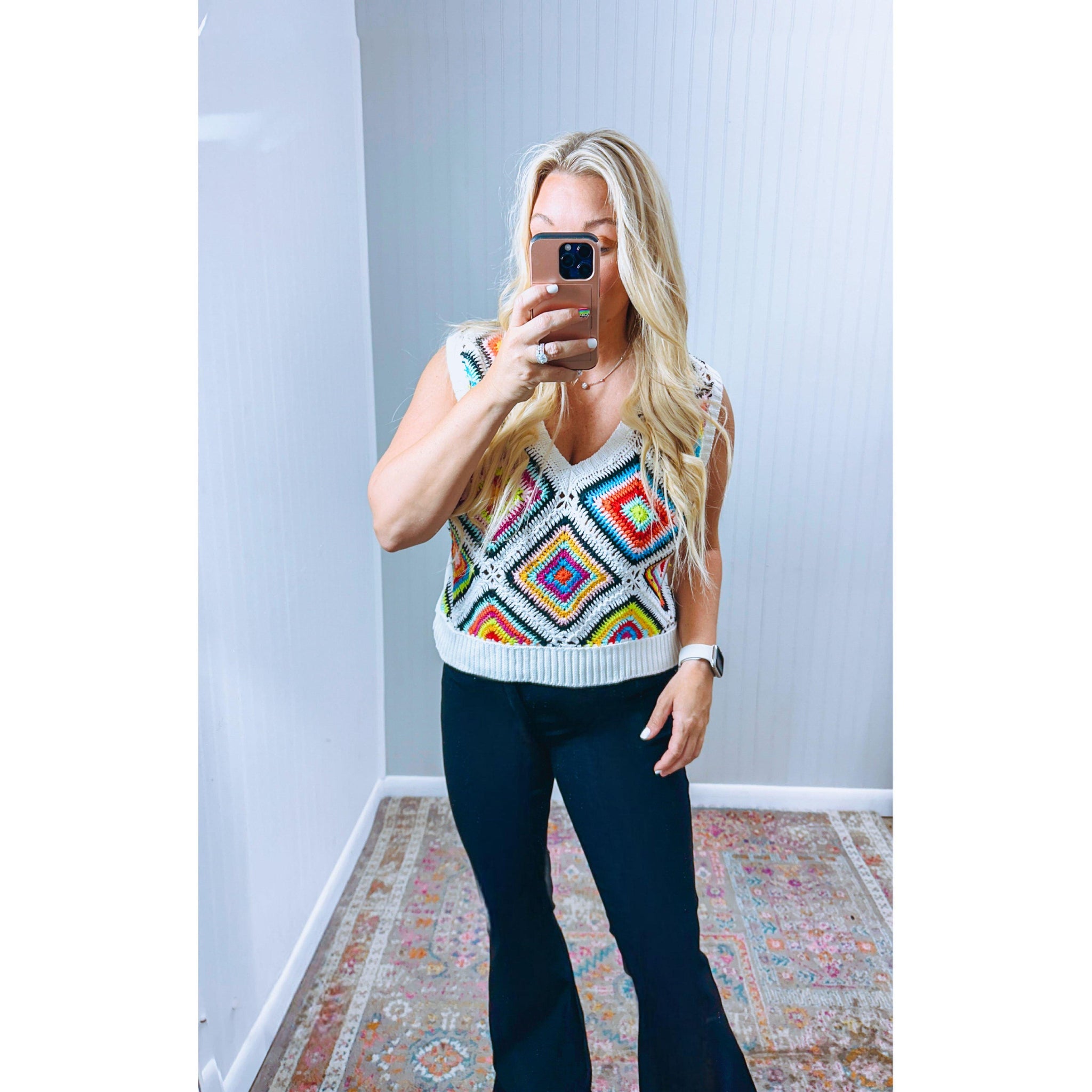 Savannah Diamond Crochet Sweater Vest