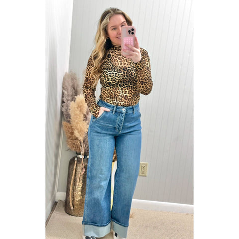 Mica Super High Rise Wide Cuffed Leg Jeans