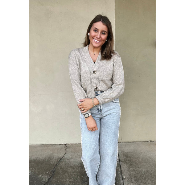 Melange Button Front Sweater Cardigan