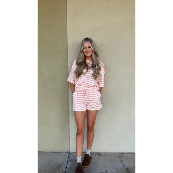 Striped Short Sleeve Tee & Shorts Set