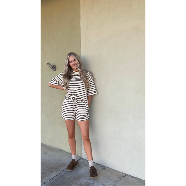 Striped Short Sleeve Tee & Shorts Set