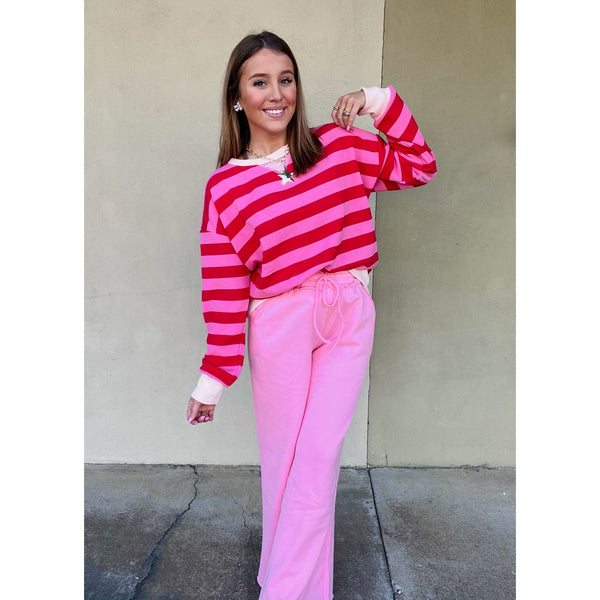 Oversized French Terry Striped Sweatshirt