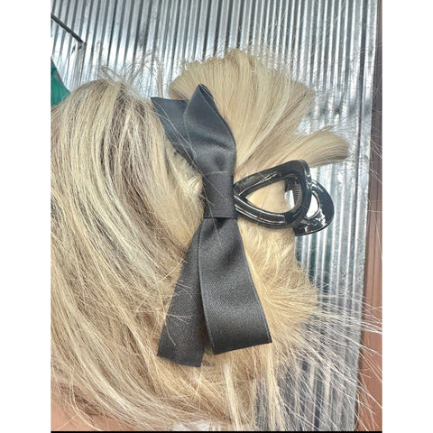 Large Silky Ribbon Bow Hair Claw Clip