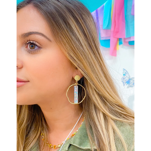 Taylor Shaye Silver Sequin Stick Hoop Earrings
