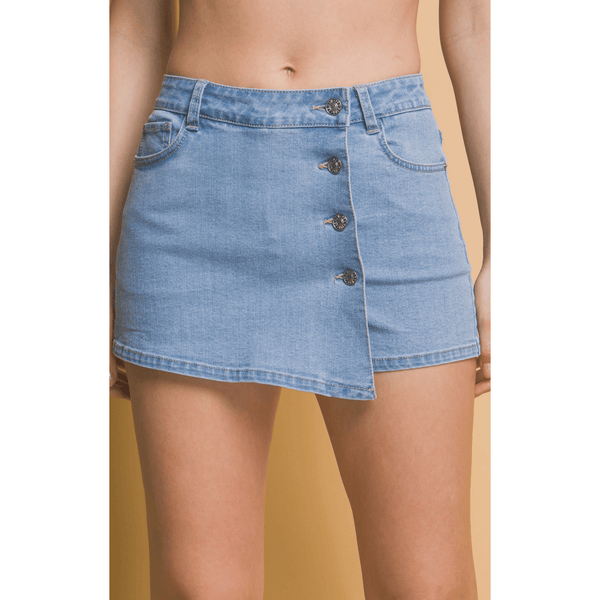 Denim 4 Button Skort