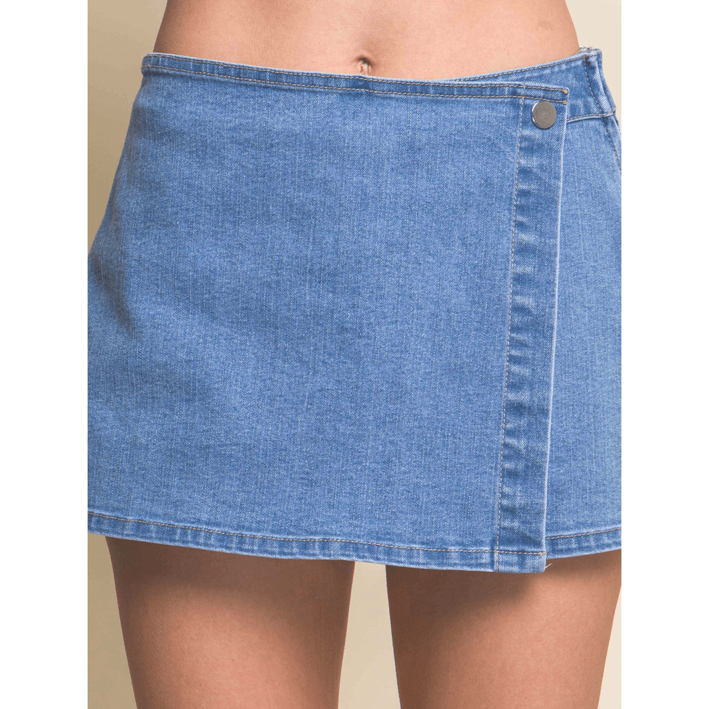 Light Denim Snap Button Skort