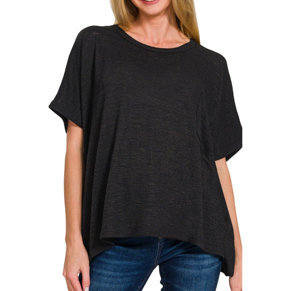 Lightweight Short Sleeve Oversized Sweater Top