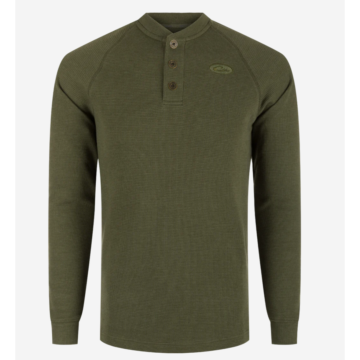 Drake Weston Lakes Waffle Long Sleeve Henley - Kalamata Heather