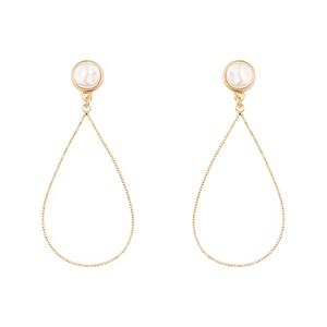 Pearl Textured Teardrop Post 2" Earring