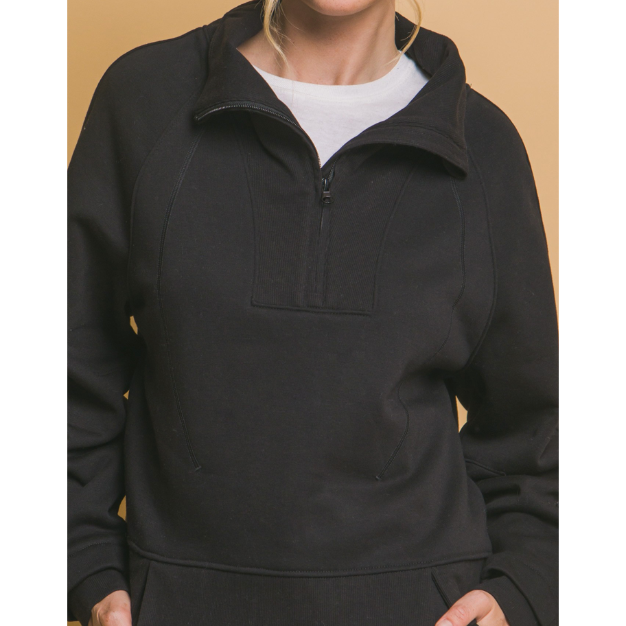 Half Zip Sweatshirt With Funnel Neck