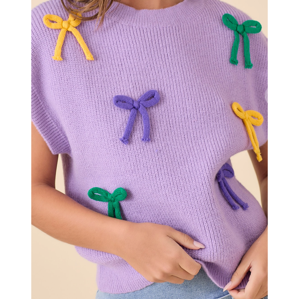 Athena Mardi Gras Ribbon Sweater Top