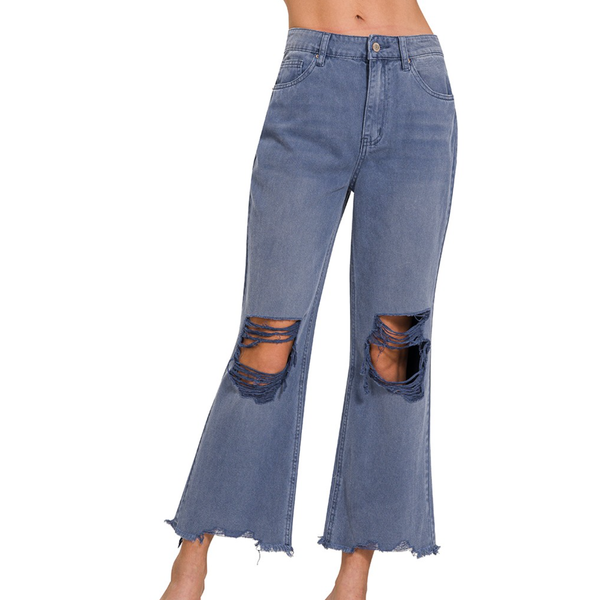 Vintage Wash Distressed Crop Pants by Southern Roots Clothing Company