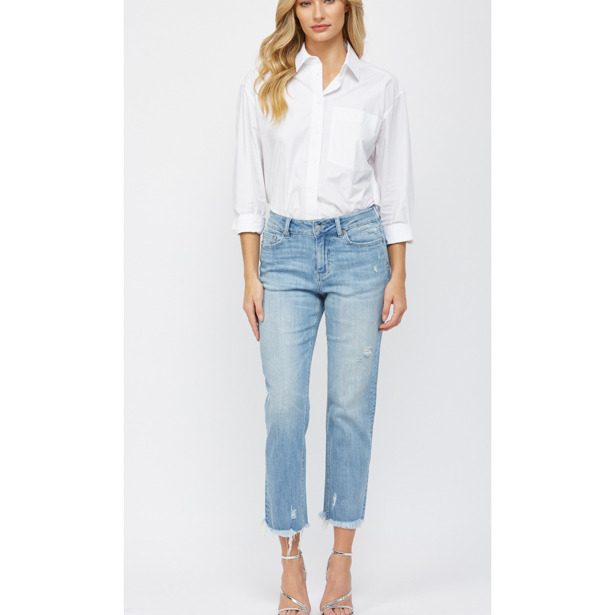 Mid Rise Cigarette Crop Jean by Mica Denim