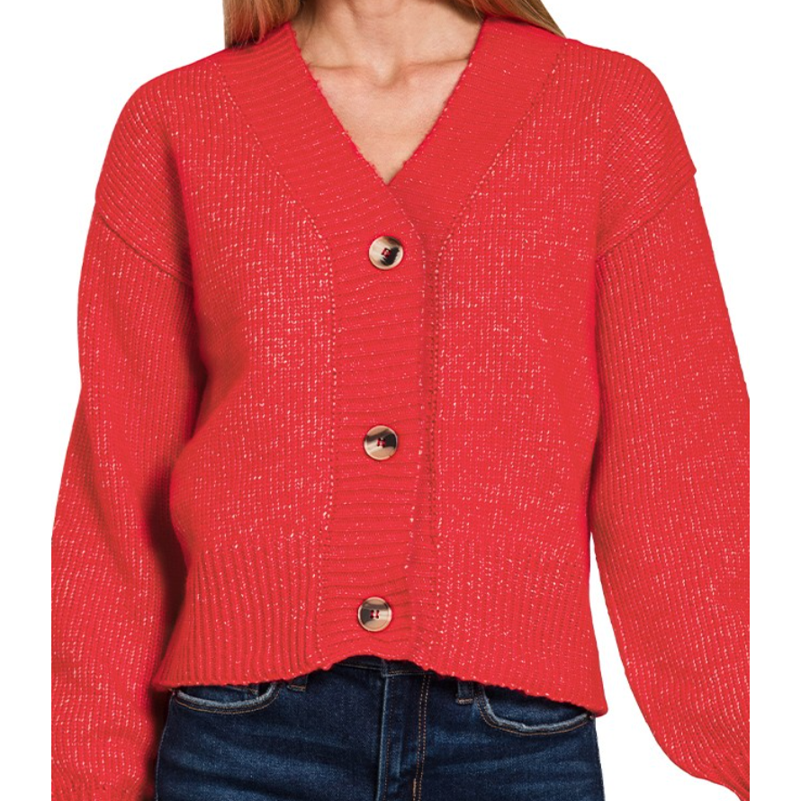 Melange Button Front Sweater Cardigan