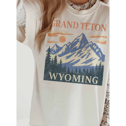 Grand Teton Wyoming Oversized Graphic Tee