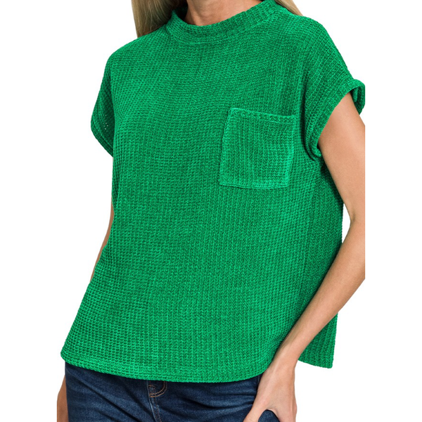 Chenille Short Sleeve Sweater