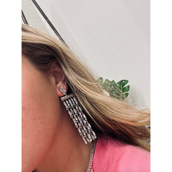Rhinestone Chain Fringe Earring