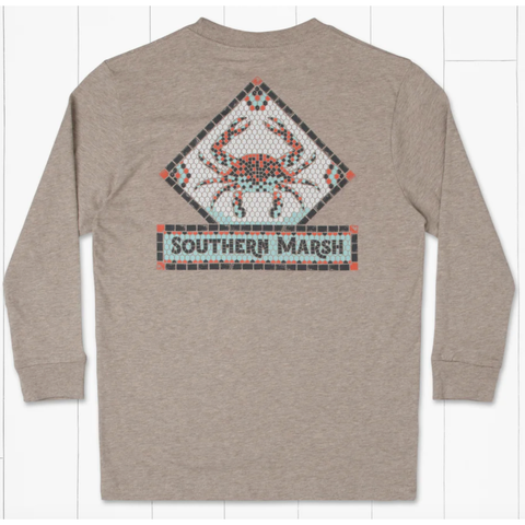 Youth Southern Marsh LS Mosaic Crab Washed Burnt Taupe