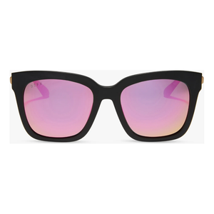 Diff Bella Matte Black + Pink Mirror + Polarized Sunglasses