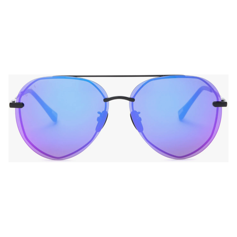 Diff Lenox - Matte Black + Purple Mirror Sunglasses