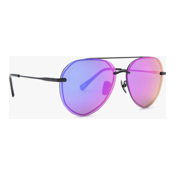 Diff Lenox - Matte Black + Purple Mirror Sunglasses