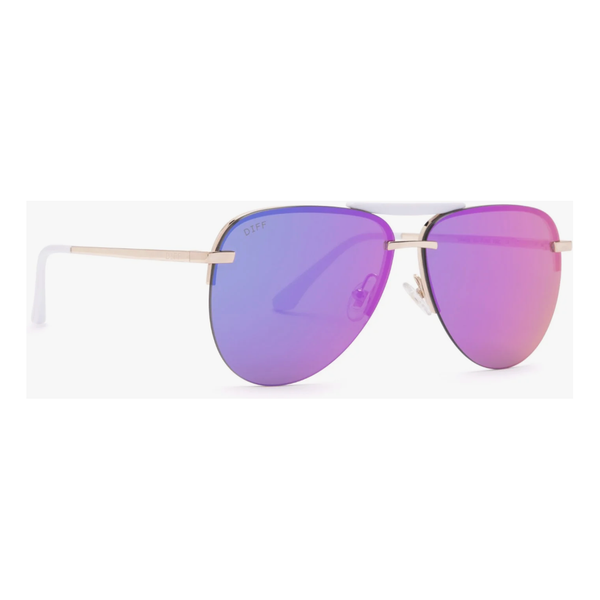 Diff Tahoe Sunglasses Gold + Purple Mirror